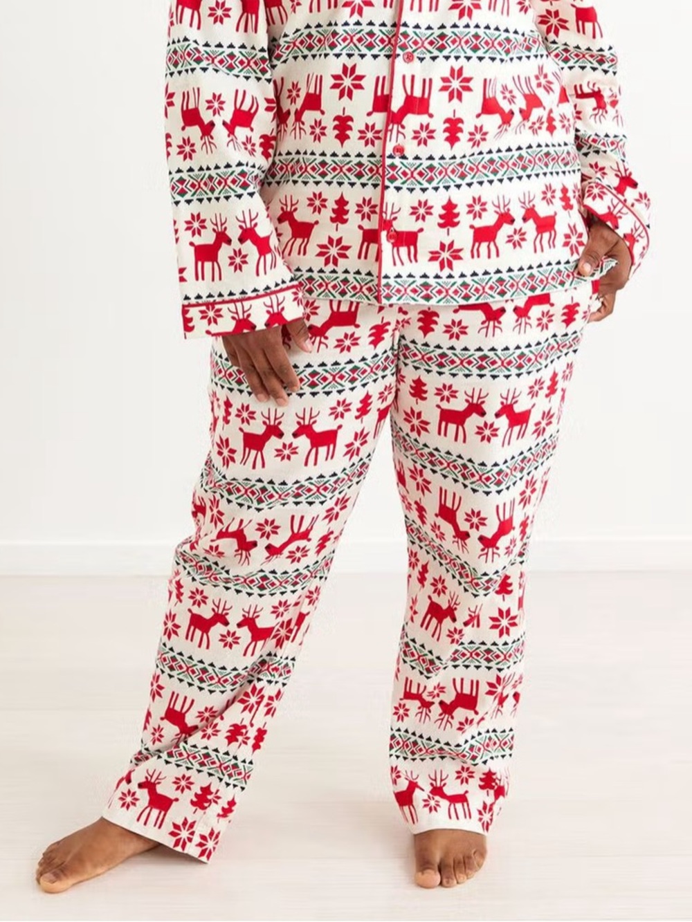 Hanna Andersson Dear Deer Christmas Print Drawstring Flannel Pajama Pants Size S